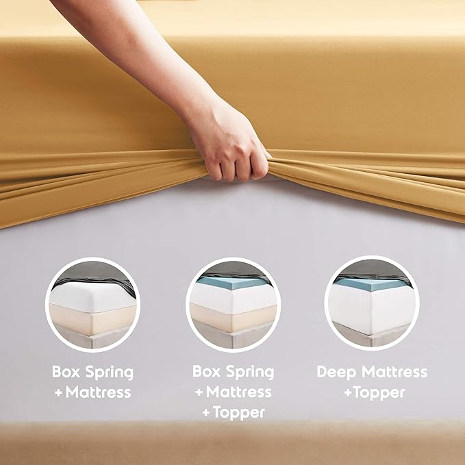 Nestl Twin Sheet Set - 1800 Ultra-Soft Microfiber Twin Bed Sheets - Double Brushed - Deep Pockets - Easy Fit - Extra Soft - 3 Piece Set - Bedding Sheets & Pillowcases (Twin, Camel Gold)