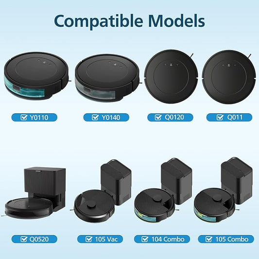 Y0140 Replacement Parts Compatible with iRobot Roomba 104 105 Y0140 Y0110 Q0120 Q0520 Q011 Vacuum Cleaner, 1 Roller Brush, 4 Hepa Filter, 4 Mop Pads, 4 Side Brushes, 2 Primary Filter, 1 Cleaning Brush