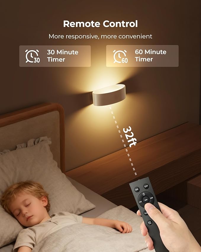 Motion Sensor Wall Light, 5000mAh Rechargeable Battery Operated Motion Sensor Light Indoor with Remote, RGB and 3 Colors Dimmable, Wireless Wall Sconces for Hallway, Living Room, Stair, bedroom