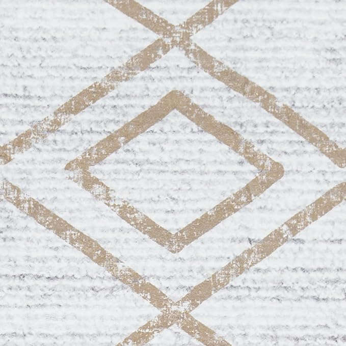 jinchan Moroccan Runner Rug 2x5 - Kitchen Machine Washable Runner Rug Modern Geometric Soft Low-Pile Lightweight Non-Slip Carpet for Entryway Hallway Laundry Room Bedroom Farmhouse (2x5ft, Taupe)
