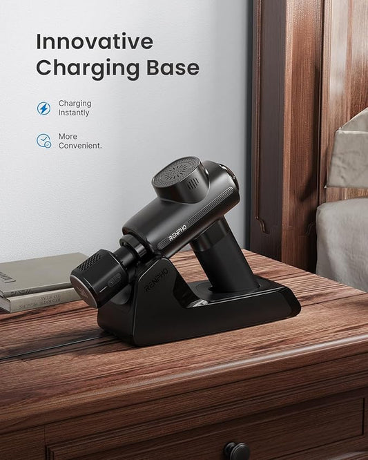 RENPHO Massage Gun Deep Tissue with Charging Stand, Heat and Cold Head, Percussion Body Muscle Masajeador for Athletes Pain Relief, Active Thermacool Deluxe