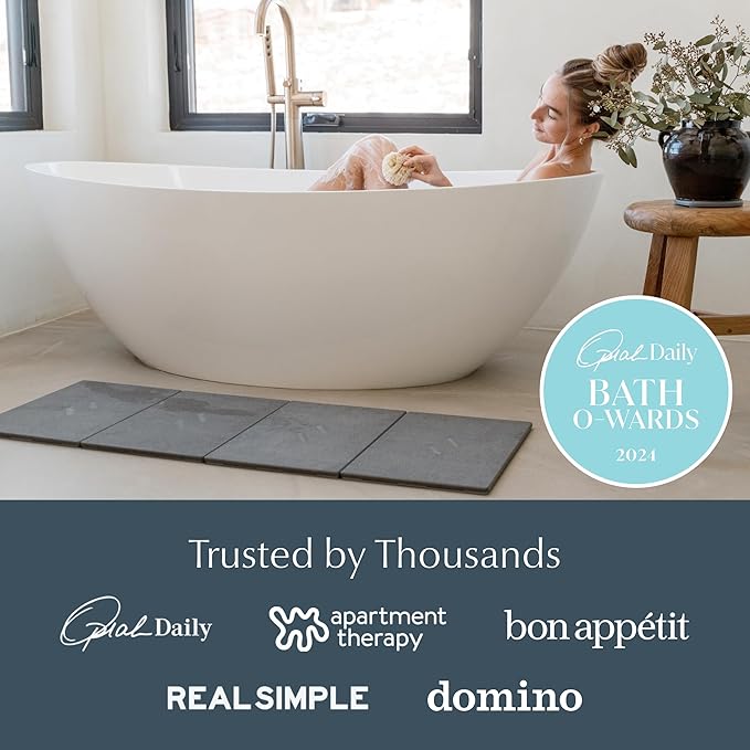 Dorai Home Stone Bath Mat for Bathroom – Large, Quick-Drying, Non-Slip Surface, Customizable Design, 22.3" L x 31.6" W x 0.6" H, Slate