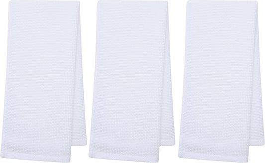 Mia'sDream Cotton Kitchen Towels and Dish Cloths Sets, Waffle Weave Dish Towels for Kitchen Drying Dishes, Soft and Absorbent Kitchen Hand Towels Washcloths, 13inch x 28inch 3 Pack (White)