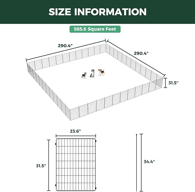 FXW MiniPaws Unleashed Dog Playpen for Yard & RV Camping, Expandable 32-inch 48 Panels for Small and Medium Dogs, Portable for Indoor and Outdoor Use