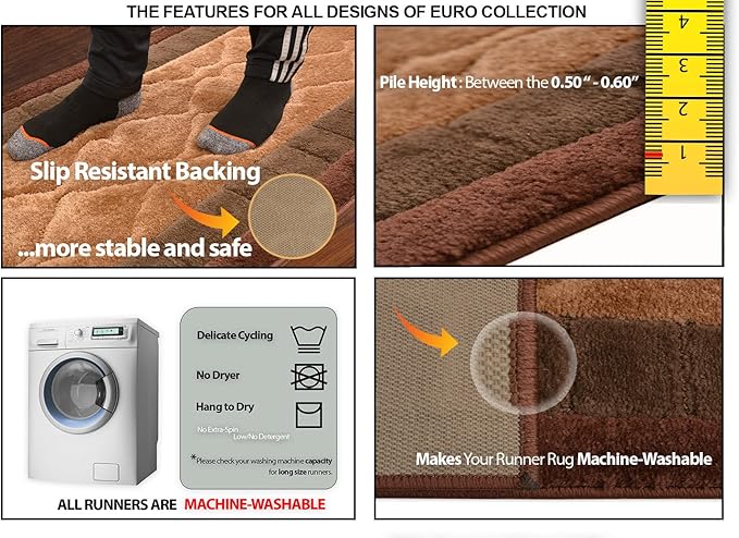 Washable Custom Size Runner Rug Meander Design Grey and Black, (30 Feet Length x 26 Inch Width) Custom Cut Slip Resistant Rubber Backing Runner Rugs, Extra Long Runner Rugs for Hallways