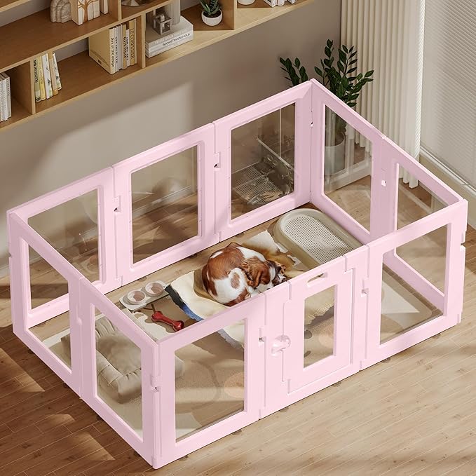 Dog Playpen Panels,Pink 2pc