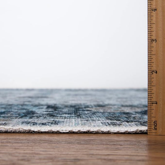 Bloom Rugs Caria Washable Non-Slip 8x10 Rug - Navy Blue Traditional Bordered Area Rug for Living Room, Bedroom, Dining Room, and Kitchen - Exact Size: 7'8" x 10'