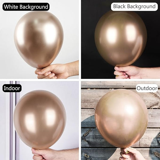 PartyWoo, 50 pcs Champagne Gold Metallic Balloons, 12 Inch, Non-Toxic, Event Planners, Party Hosts, Birthday, Wedding Decorations