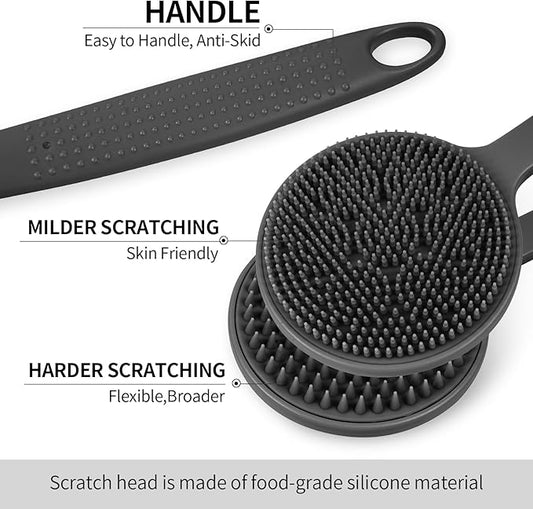 Back Scratcher, 2PackGifts for Men Back Scratcher , 2025 New with 2 Silicone Scratch Surface, Deep Back Scrubber for Men/Women, Long Handle Backscratchers for Adults