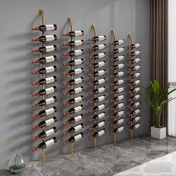 Wine Rack Wall Mounted, 72.8in High Metal Wine Bottle Holder for 12 Bottles, Kitchen Organization and Wine Storage for Commercial Restaurants Pantry Bar Wine Cellar (Black, One row-12 Bottles)