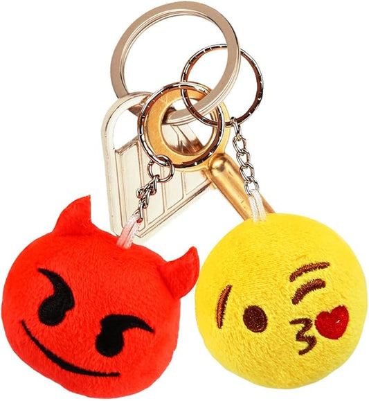 Emoticon Keychains, Dreampark Mini Emoticon Plush Party Favors Valentine' s Day Gifts Birthday Party Supplies, Carnival Prizes Easter Egg Fillers for Kids Treasure Box Bulk Toy Assortment 2" Set of 30