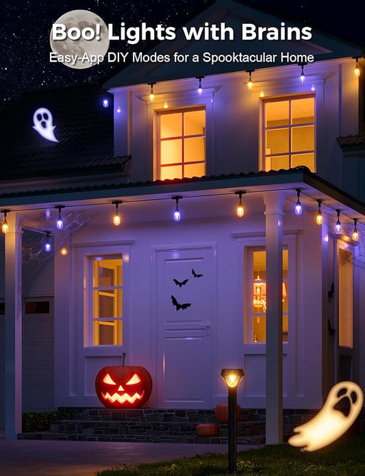 XMCOSY+ Outdoor String Lights Smart, 49Ft RGBCWIC Patio Lights Waterproof, App Control, Compatible with Alexa, Color Changing LED String Light for Outside Yard Garden Porch