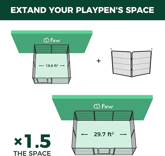 FXW Instant Unleashed Dog Playpen, Portable Pet Fence for Outdoor, RV Trips, and Camping, 32inch, 2 Panels for Small and Medium Dogs│Patented