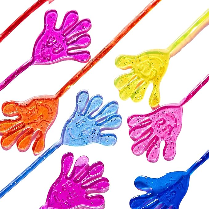 JOYIN 240Pcs Glitter Sticky Hands Party Favors, Party Table Favors Set for Kids, Holiday Traditions, Classroom Treasure Box Carnival Prizes Bulk Pinata Stuff Mini Toys, Christmas goodie bags