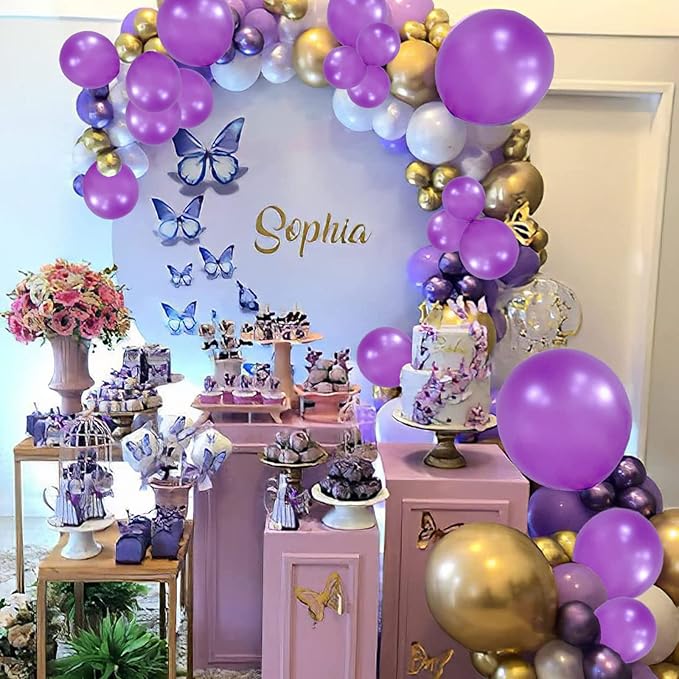 GaesQae Purple Balloons, 100pcs Pearl Purple, 12Inch, Thicker & Stronger, Anti-Sticking Surface, Halloween, Unisex Children & Adults