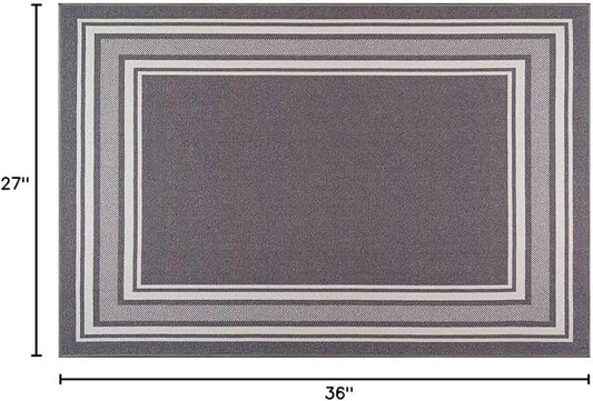 Modern Bordered Non Slip Indoor Runner Rugs for Living Room 2x3 Area Rugs for Kitchen, Rug for Bedroom, and Hallway, Stain Resistant Easy Cleaning Non Shedding Gray 2 x 3