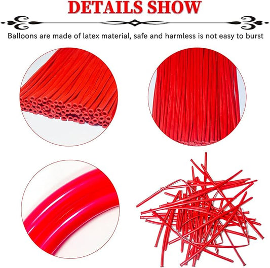 Red Long Balloons Premium 260 Twisting Balloons Animals Magic for Birthday Kids Wedding Party Supply 100pcs