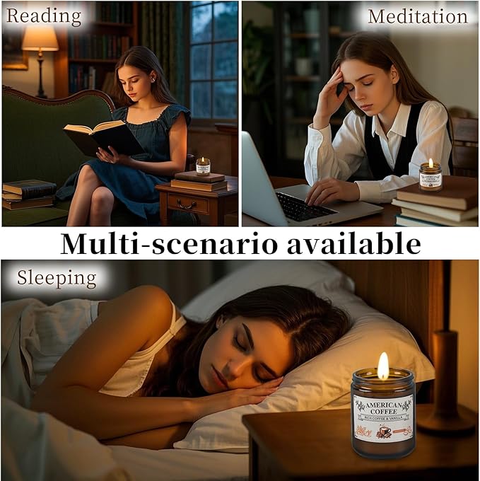 Scented Soy Candle - 100% Natural Soy Wax, Recyclable Frosted Glass Jar & Metal Lid, Thoughtful Gift for Book Enthusiasts, Cozy Reading Ambiance Candle (4OZ, American Coffee)