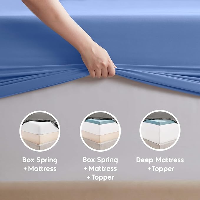 Nestl Twin Sheet Set - 1800 Ultra-Soft Microfiber Twin Bed Sheets - Double Brushed - Deep Pockets - Easy Fit - Extra Soft - 3 Piece Set - Bedding Sheets & Pillowcases (Twin, Calm Blue)