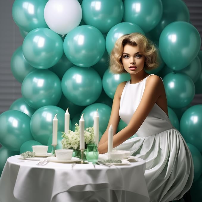 130PCS Metallic Green Balloons, Latex Balloons Different Sizes 18/12/10/5 In, Helium Balloons with Ribbon, Party Balloon for Birthday Wedding Graduation Anniversary Baby Shower Decoration