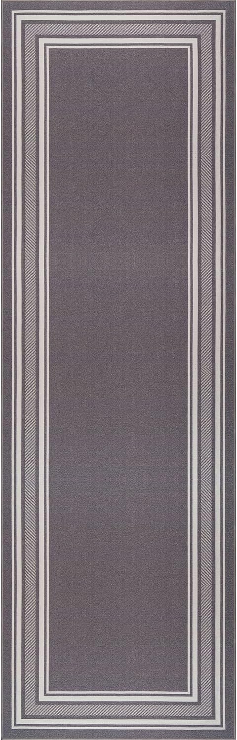 Beverly Rug Non Slip Area Rugs 2x5 Modern Bordered Non Skid Rubber Backing Soft Runner Rug for Living Dining Room Easy to Clean Non Shedding Kitchen Bedroom Indoor Carpet 2 x 5 Gray