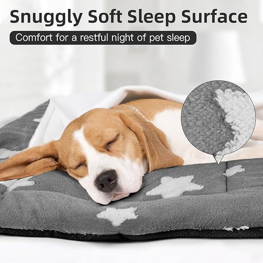 Mora Pets Dog Crate Pad Dog Kennel Bed Mat for Large Dogs Washable Cute Star Pet Bed for 36 inch Cage Ultra Soft Flat Puppy Cat Cushion for Cozy Sleeping Anti-Slip Grey 36 x 23