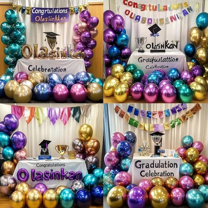 300 Pcs Metallic Chrome Balloons 12 Inch Colorful Party Balloon for Wedding Baby Shower Christmas Birthday Party Decoration