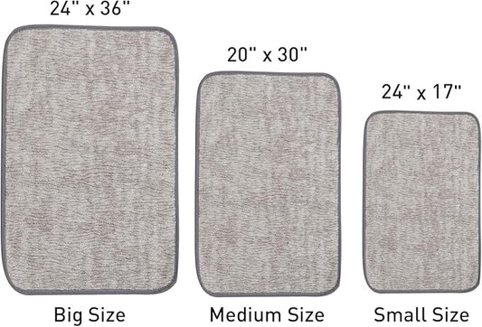 Bath Mats 30x20 Non-Slip Absorbent Bathroom Rug, Quick Dry Machine Washable Shower Tub Mat with Rubber Backing, Soft Floor Carpet for Bathroom Decor Bark Light Gray