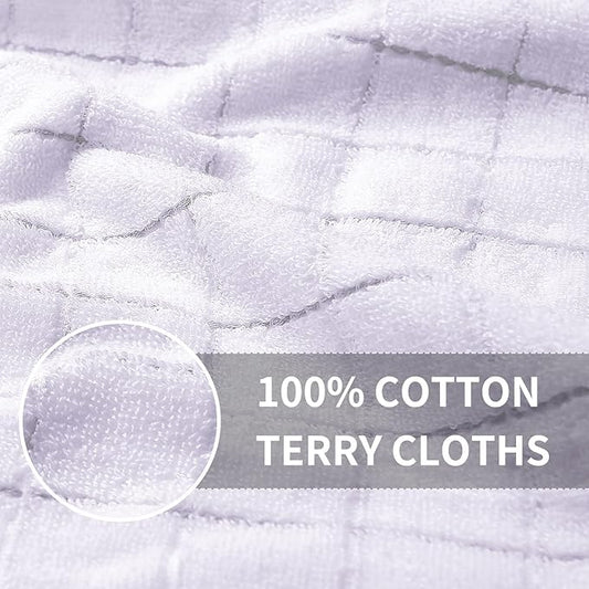 Homaxy 100% Cotton Terry Kitchen Towels(White, 13 x 28 inches), Checkered Designed, Soft and Super Absorbent Dish Towels, 8 Pack