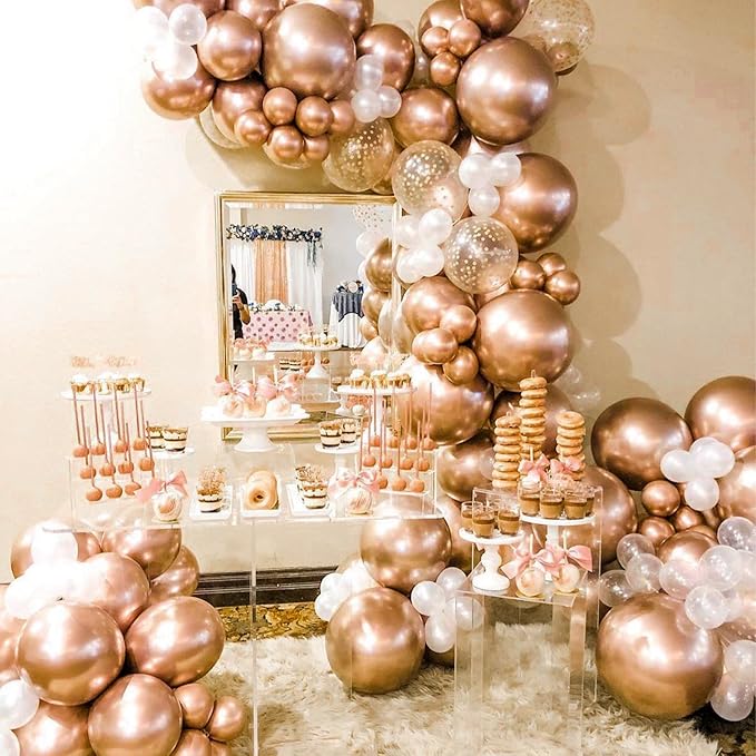 PartyWoo Metallic Copper Balloons 50 pcs 12 Inch Chrome Copper Brown Fall Balloons for Graduation Baby Shower Gender Reveal Engagement New Year Thanksgiving Birthday Party Decorations Copper-G132