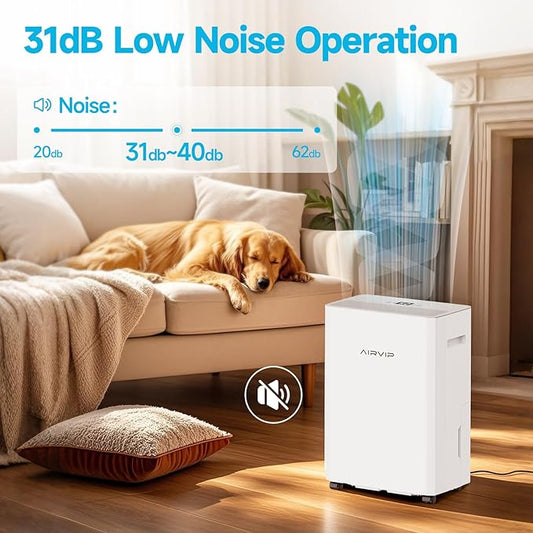 34 Pints Dehumidifiers for Home with 6.56ft Drain Hose, 2441 Sq.Ft Quite & Energy Efficient Dehumidifier for Basement Bedroom Bathroom with Auto Shut Off,2.5 L Water Tank,Smart Humidity Control