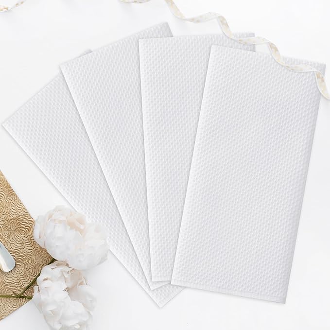 Kitinjoy 100% Cotton Waffle Weave Kitchen Towels, 4-Pack Super Soft and Absorbent Dish Towel for Drying Dishes, Kitchen Hand Towels, 20 in x 28 in, White