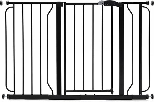Regalo Easy Step 49-Inch Extra Wide Baby Gate, Includes 4 & 12 Inch Extension, 4 Pack of Pressure Mount and Wall Mount Kit, Black