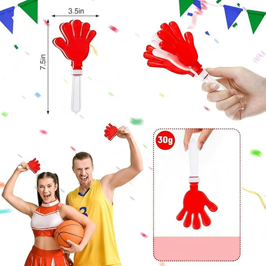 Junkin 100 Pcs Hand Clappers Bulk 7. 5 x 3. 5 Inches Noise Makers Party Favors Clapping Noise Maker Clacker for Birthdays Game Prizes Rewards Football Sporting Events Cheers Supplies (Red White)