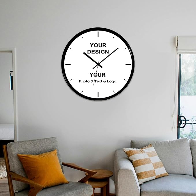 Personalized Wall Clock with Picture Logo and Text Custom Family Photo Decor Clock for Home Bedroom and Office Providing Decoration Clocks Gift'S for Family and Friend