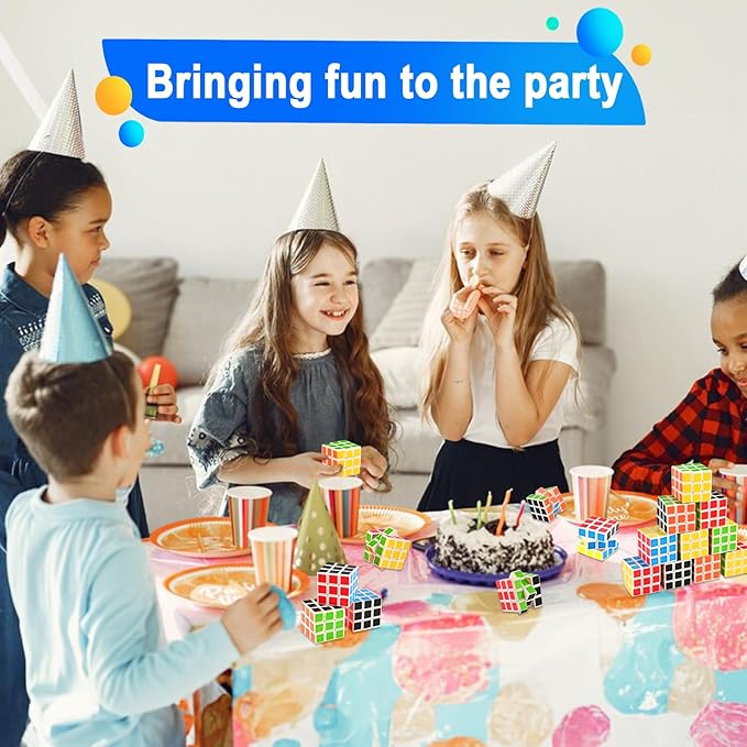GOLDGE 40 Mini Cube Puzzles, 1.18in 3x3, Fun Party Favors for Kids - School Rewards & Classroom Prizes, Perfect for Birthdays, Easter, Christmas & Stocking Stuffers (40PCS-6 Colors (Black))