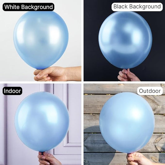 PartyWoo Light Blue Balloons 50 pcs 12 Inch Pearl Baby Pastel Sky Aqua Blue Balloons for Graduation Baby Shower Gender Reveal Weddings Under the Sea Birthday Party Decorations Blue-Z02