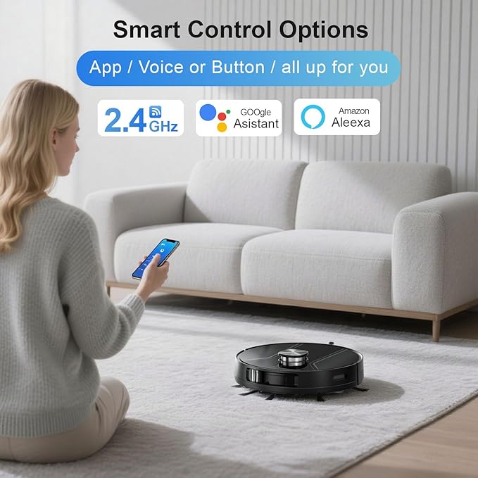 Robot Vacuum and Mop Combo, Robotic Vacuum Cleaner with Precision LiDAR Navigation, Multi-Floor Mapping, Ideal for Pet Hair, Hard Floors & Carpets, App & Voice Control, Aspiradora Robot