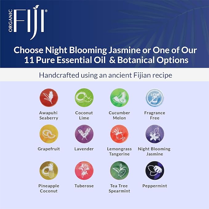 "Coco Fiji Soap Bar for Face and Body Infused With Organic Coconut Oil, Night Blooming Jasmine Essential Oil, Natural Soap for Moisturizing & Pore Purifying Skin, 7 oz, Pack Of 3 "