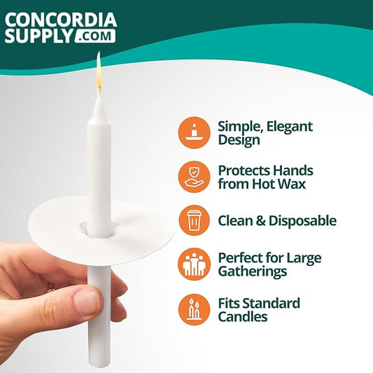 Concordia Supply Paper Disc Drip Protectors - 3" Candle Protector Covers for Taper, Vigil & Prayer - Ideal Candlestick Holders for Candlelight Services & Memorial (Box of 1000)