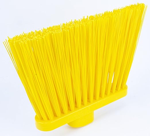 SPARTA 41083EC04 Plastic Color Coded Broom, Unflagged Bristles, Long Broom With Angled Head For Small Debris Cleaning, 56 Inches, Yellow