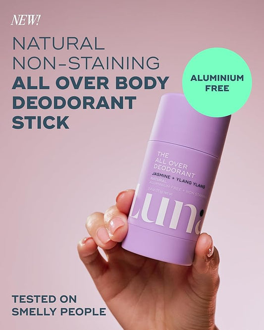 Luna Daily The All Over Deodorant™ Stick | Natural Body Deodorant for Women | pH-Balanced, Aluminum-Free & Non-Staining | Fresh Jasmine & Ylang Ylang | With Hyaluronic Acid & Prebiotics, 2.4 oz