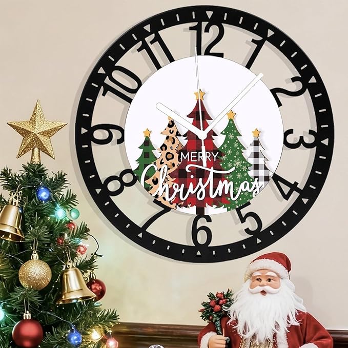 Wall Clock 10 Inch Silent Non-Ticking Modern Clocks Battery Operated - Analog Small Classic for Office, Home, Living Room,Bathroom, Kitchen, Bedroom, School,Snowman Clock