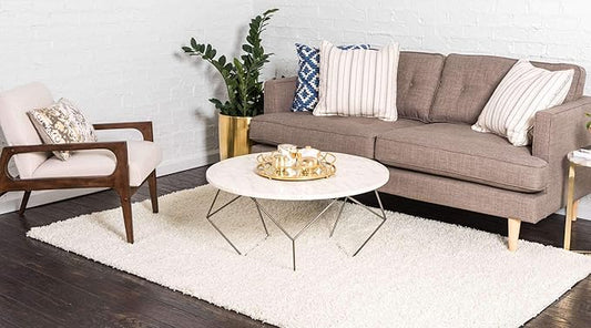 Unique Loom Solid Shag Collection Area Rug (6' 1" x 9' Rectangle, Pure Ivory)