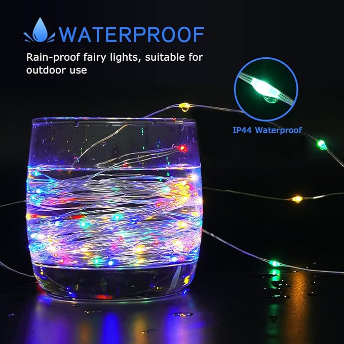 JMEXSUSS 2 Pack Multicolor Fairy Lights Battery Operated, Total 200 LED 66ft Indoor Christmas Twinkle Lights with Remote, 8 Modes Multicolor String Lights for Bedroom Wedding Birthday Party