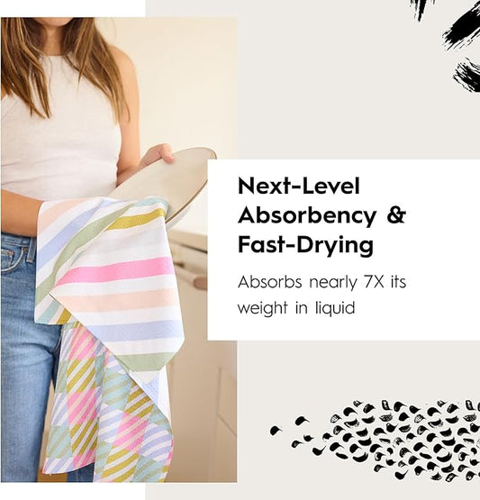GEOMETRY Spring Kitchen Towels - Quick Dry Microfiber Cloth Spring & Summer Dish Towels for Kitchen Drying - Premium Quick Dry Towel - Soft Flora 18" x 30" (1 Pack)