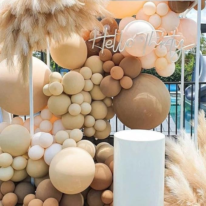 PartyWoo Light Brown Balloons 50 pcs 12 Inch Matte Tan Boho Neutral Beige Cream Latex Balloons for Baby Shower Gender Reveal Graduation Safari Woodland Wedding Birthday Party Decorations Brown-F56