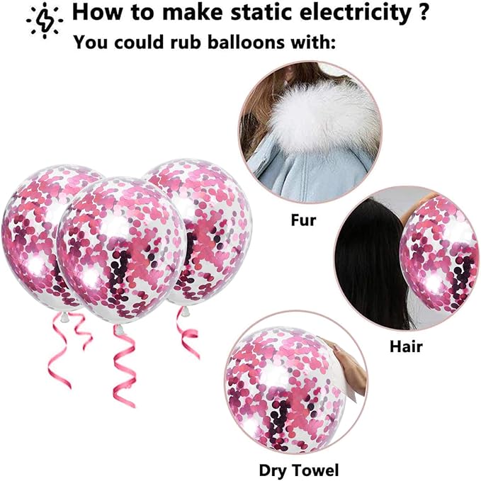 Hot Pink and Baby Pink Balloons, 60 Packs 12 Inch Premium Pink Latex Balloon with Confetti Balloon for Valentine's Day, Birthday, Baby Shower, Wedding, Princess Theme Party Decoration
