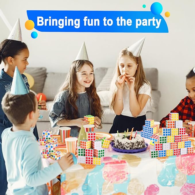 GOLDGE 60 Mini Cube Puzzles, 1.18in 3x3, Fun Party Favors for Kids - School Rewards & Classroom Prizes, Perfect for Birthdays, Easter, Christmas & Stocking Stuffers (60PCS-6 Colors (White))