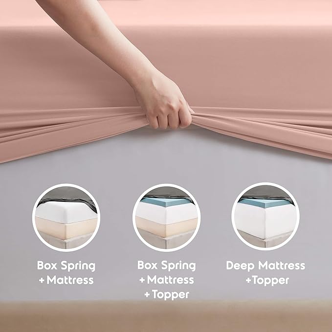 Nestl Twin XL Sheet Set - College Dorm Size - Luxury 1800 Ultra-Soft Microfiber Twin Extra Long Bed Sheets - Deep Pockets - Easy Fit - Extra Soft - 3 Piece Set (Twin XL, Peach Beige)
